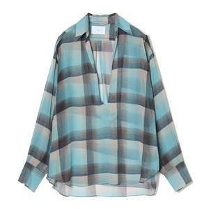 SUGARHILL 24SS SHEER OMBRE PLAID BLOUSE (Green Ombre)