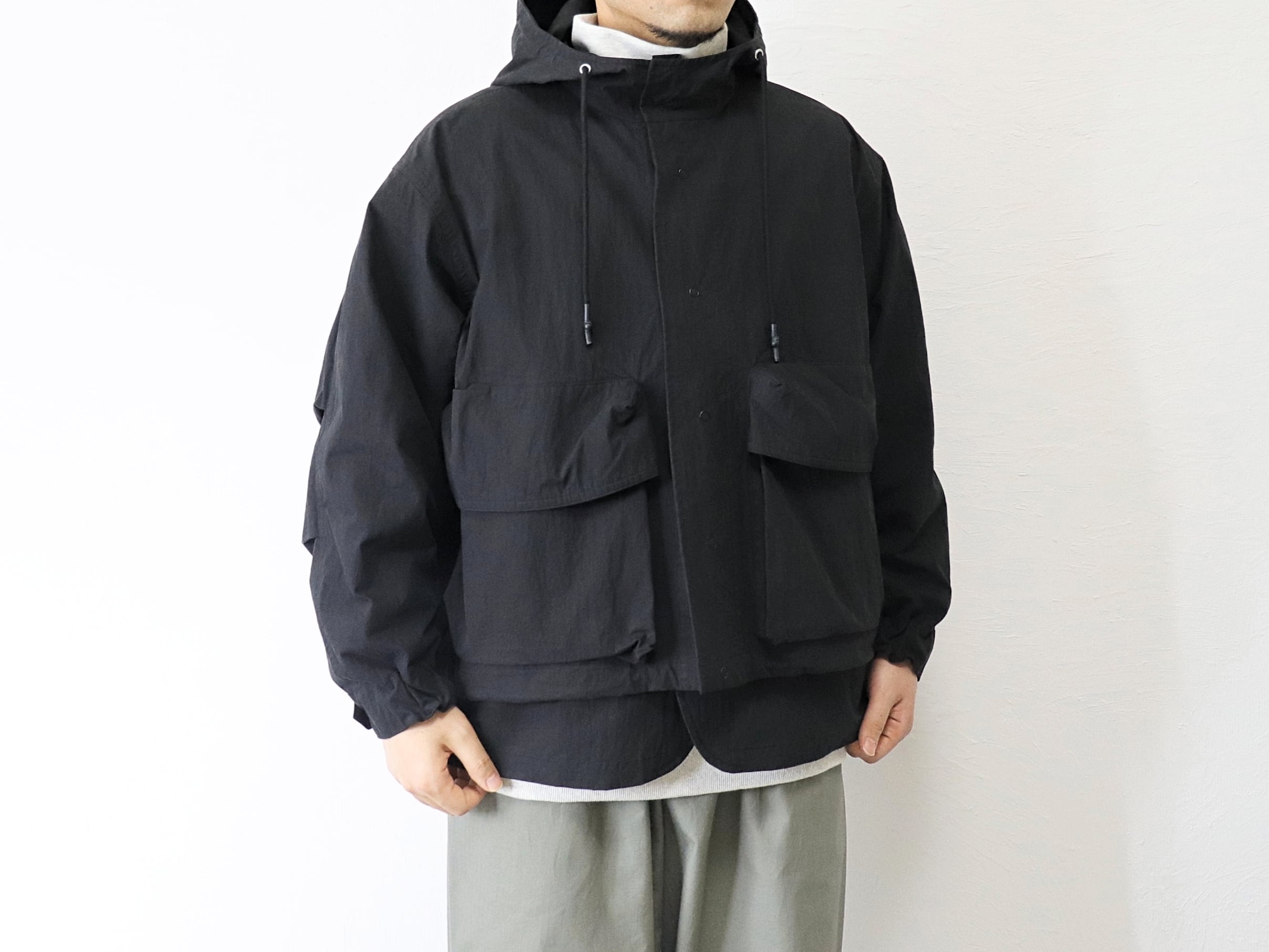 KELEN / 3WAY 2PIECE JACKET "GRECO” - BLACK ケレン / スリーウェイ ベスト フードジャケット 2セット