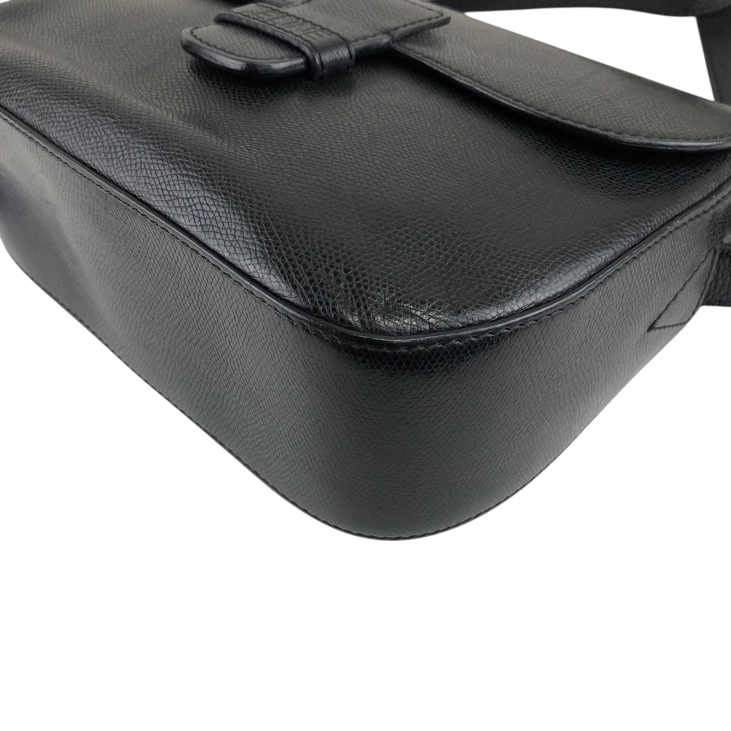 CELINE セリーヌ ショルダーバッグ ブラック ロゴ レザー vintage