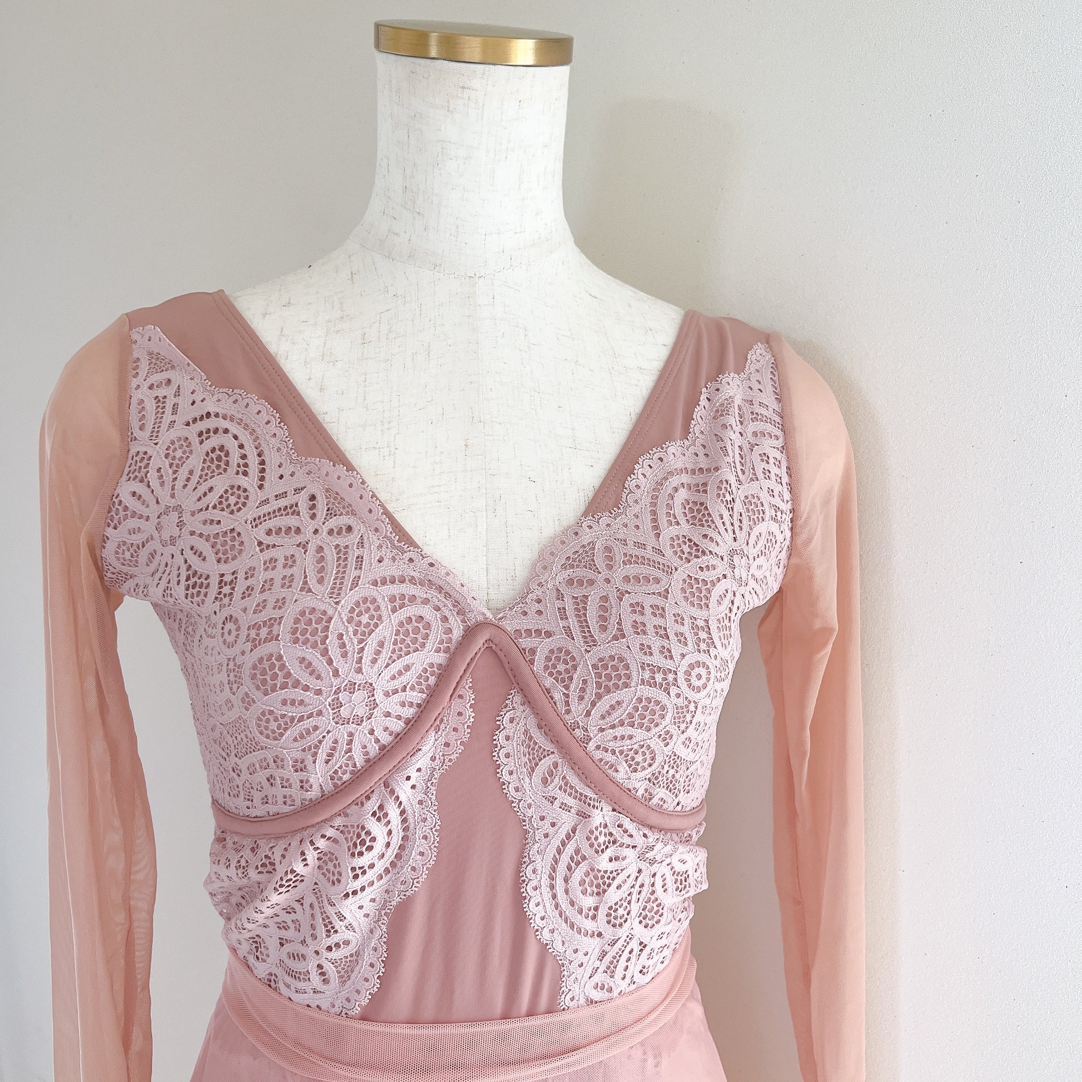 Eleganceレース ロングスリーブ バレエレオタード(pink) | バレエ