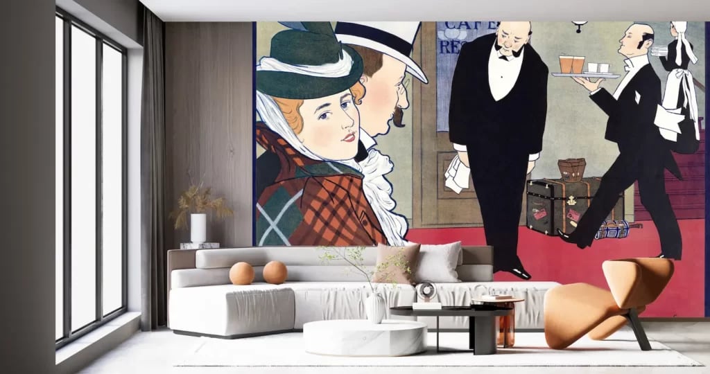ヨハン・ヘオルフ・ファン・カスペル Man en vrouw en twee obers