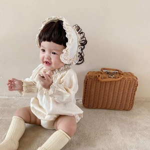 【秋新作】ヘアバンド付きフリルロンパース