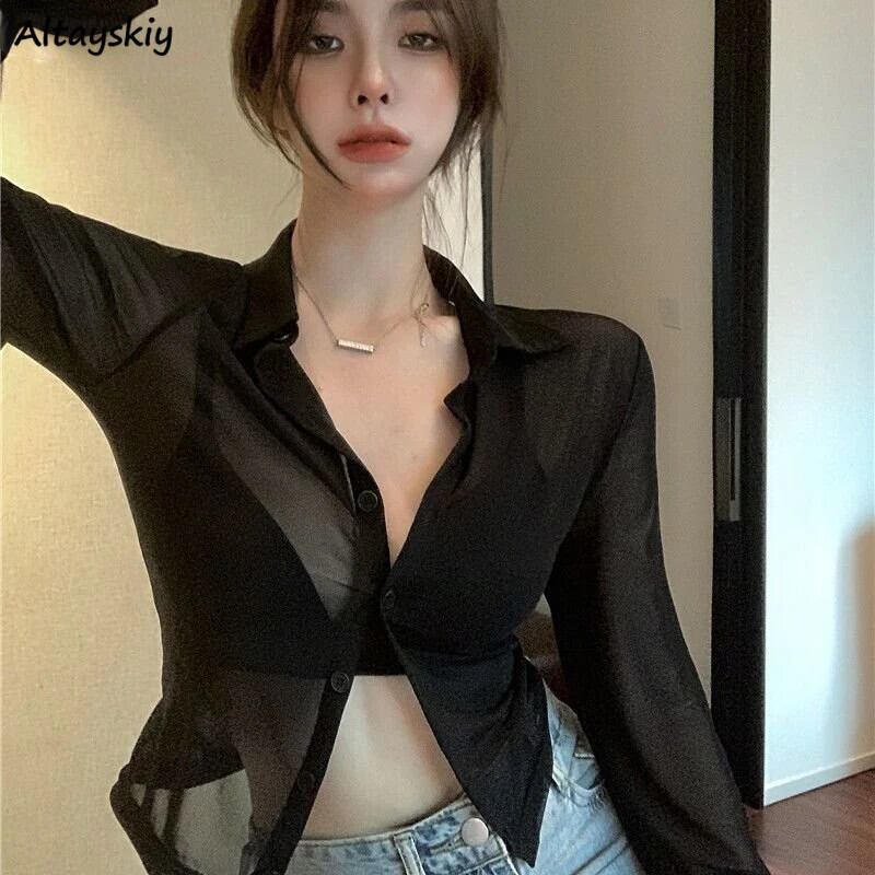 【新作】【送料無料】 シャツ女性薄手のメッシュセクシーなホットスイート夏新薄型日焼け防止デザインファッション作物スリムオールマッチシンプルな韓国スタイルの女性 0362926742088