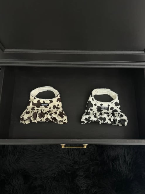 SM/即納【MININUT】Cow Baby Balloon Dress (2Color)