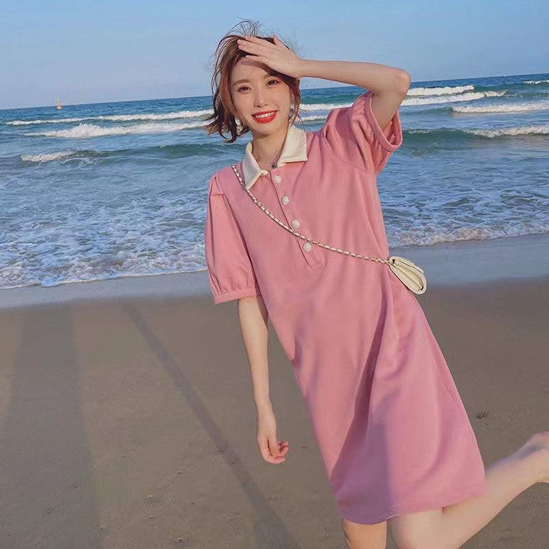 【新作】【送料無料】 西洋のファッションの小さな新鮮で甘いポロカラードレス春と夏の新しい緩くてスリムな妖精のスカート 0233691391899