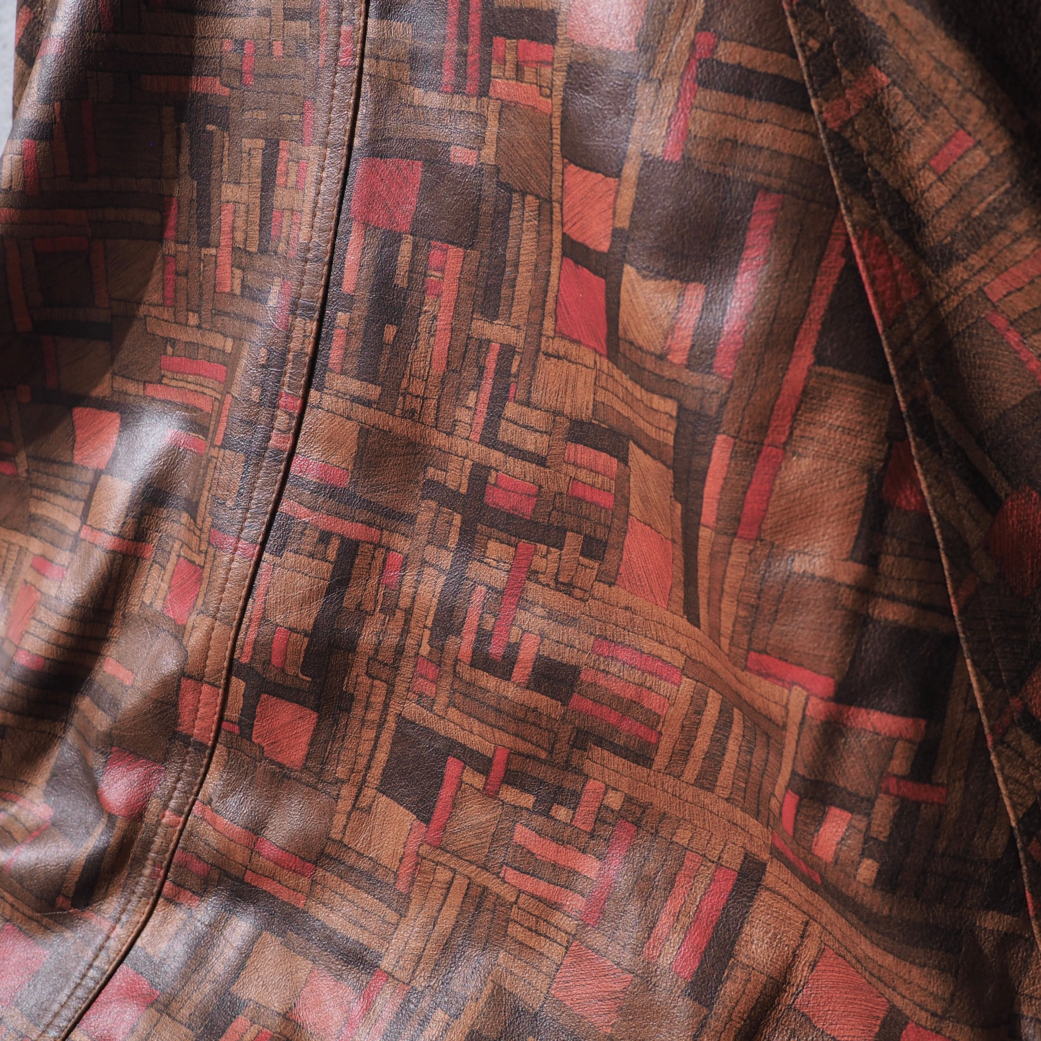 " Special " Geometric full pattern Design sheep leather jacket
