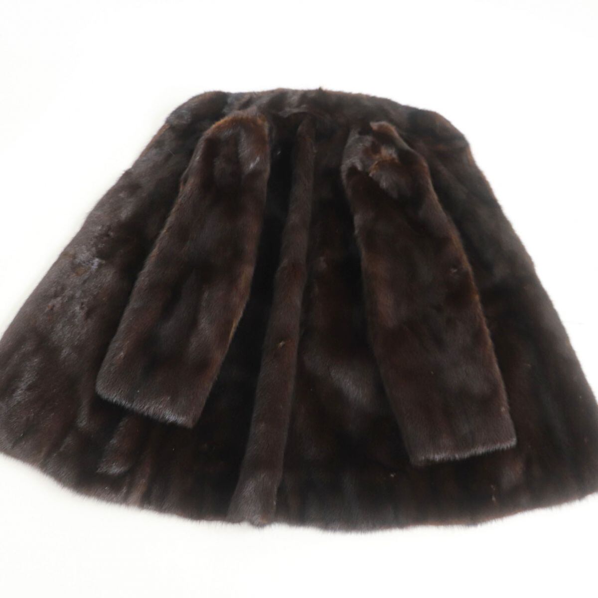 極美品◇MINK ミンク 裏地花柄刺繍入り 本毛皮コート ダークブラウン（