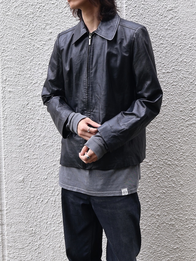 minimal zip up leather jacket