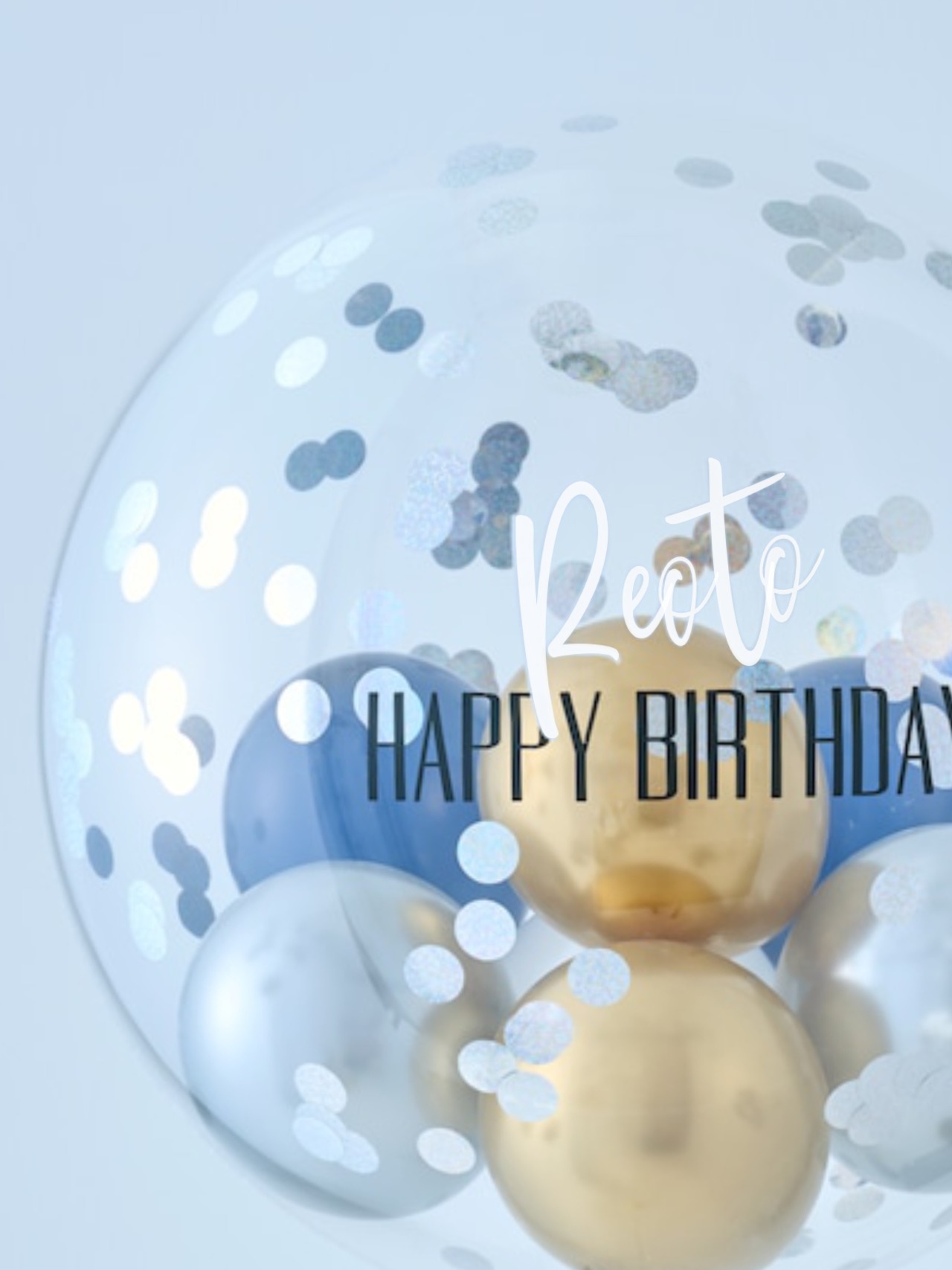 BUBBLE BALLOON sizeL ゴールド・ネイビーwithコンフェティ