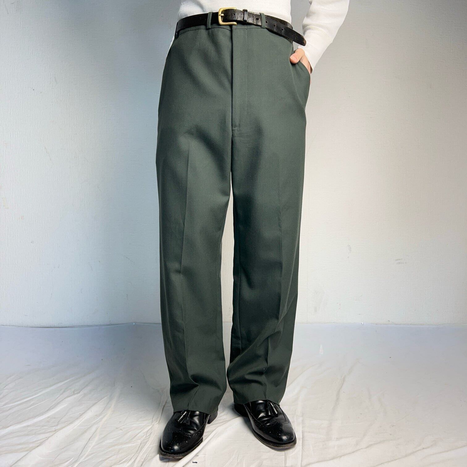 1980's U.S.MILITALY WOOL×POLY SLACKS SERGE ARMY GREEN W33 80年代