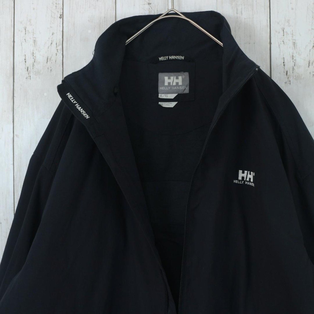HELLY HANSEN ヘリーハンセン ナイロンジャケット XL 黒 刺繍ロゴ 