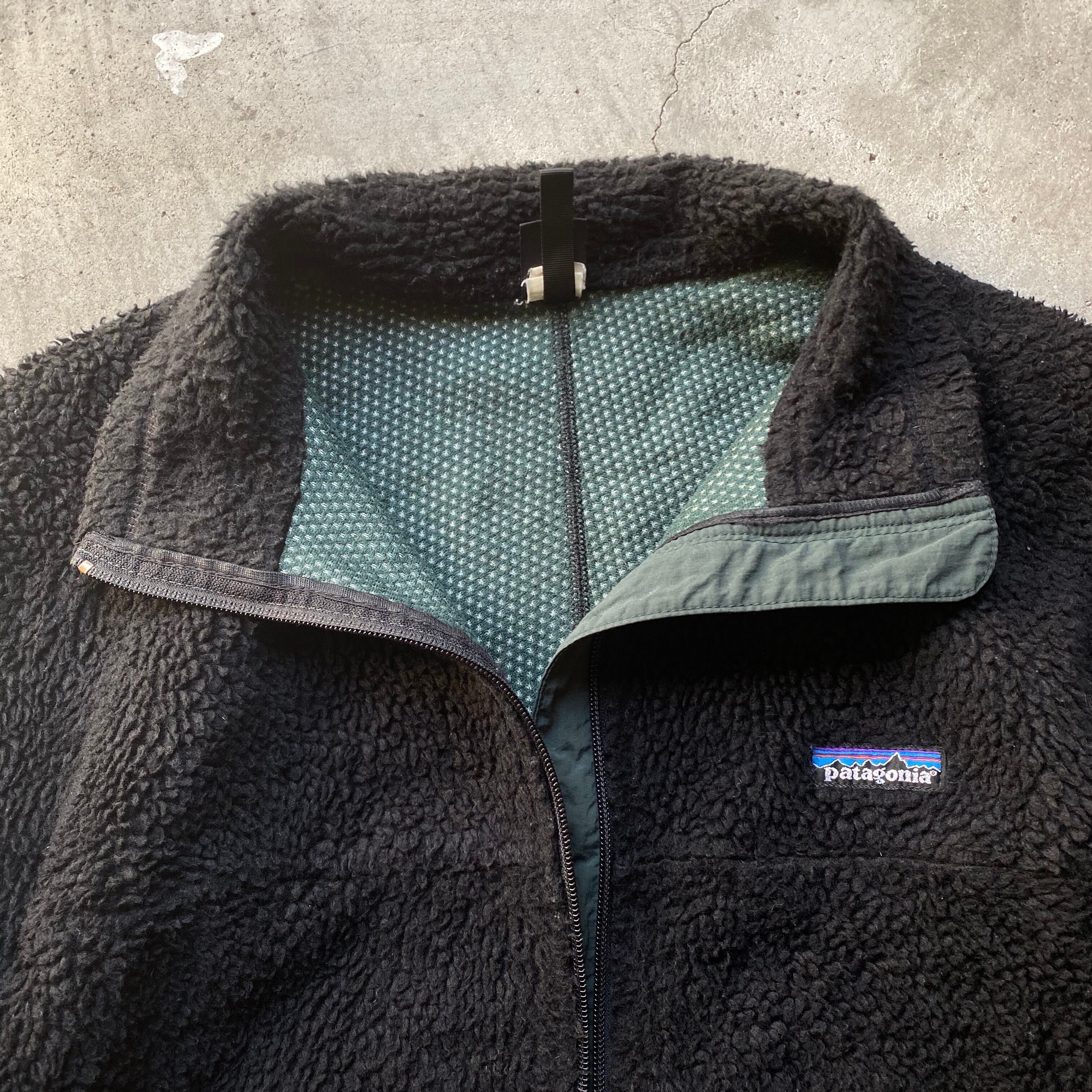 90年代 ビンテージ patagonia パタゴニア 初期後期型 クラシック レトロX フリースジャケット ボアジャケット 23054 90s  ヴィンテージ ブラック 黒 メンズL 古着 【アウトドアジャケット】【VTG】【SS2201-20】 | cave 古着屋【公式】古着通販サイト