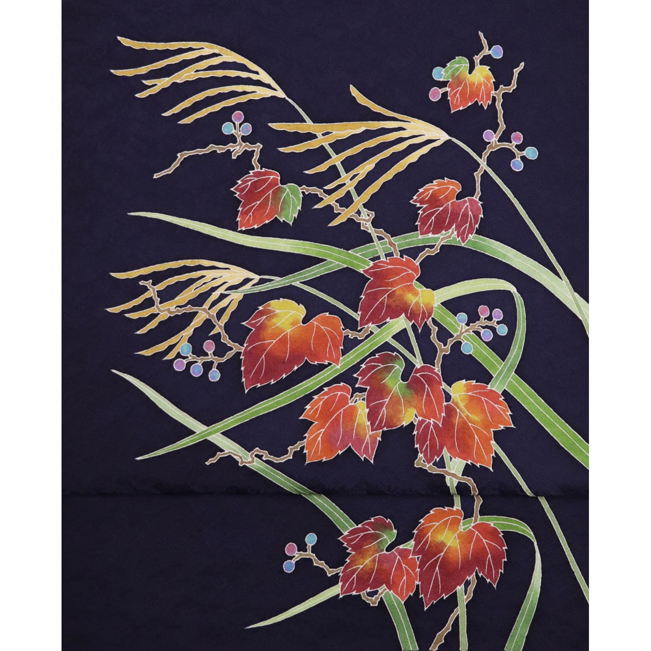 手描き友禅 染名古屋帯「野葡萄薄図」