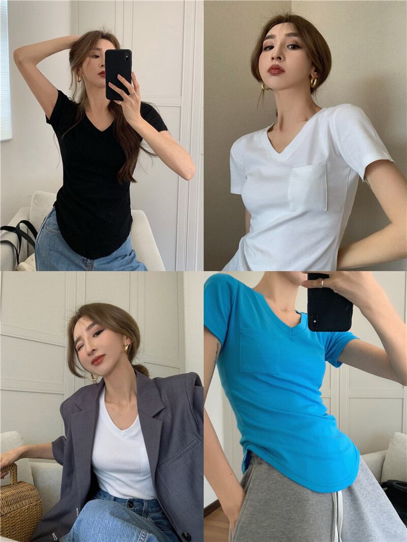 Tシャツ サマーブラックショートトップス 夏物 ブラックストロベリース71143489728