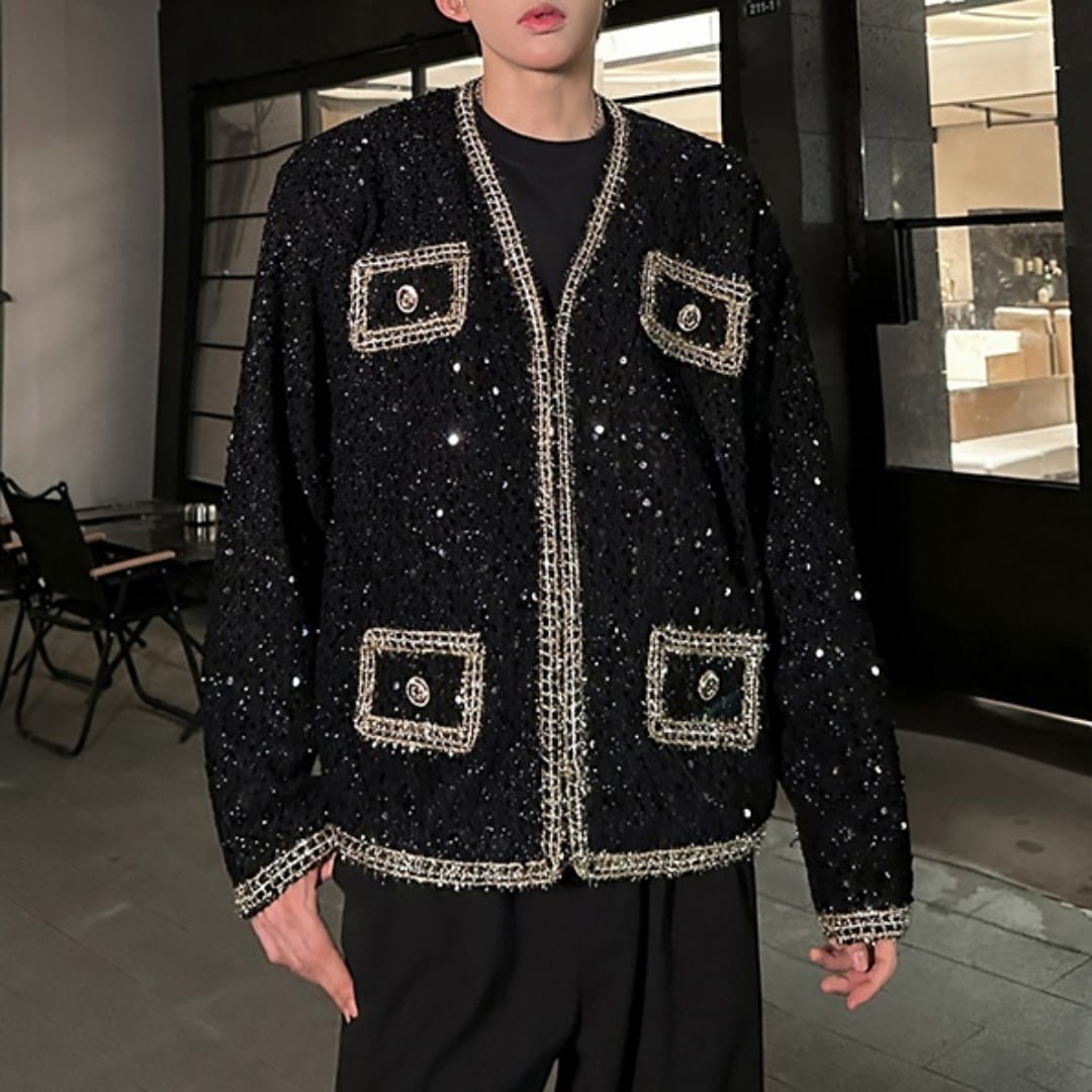 新品タグ付き⭐︎Diagram ラメループツイードJK⭐︎サイズ38 2024AW ラメループモールツイード ジャケット（ノーカラージャケット）｜組曲