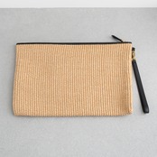 フェンディ ラフィア クラッチバッグ FENDI ROMA ベージュ ブラック