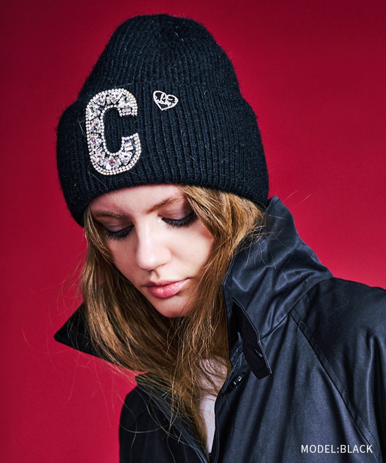 デコレートロゴニットビーニー (BLACK) CQ-47533
