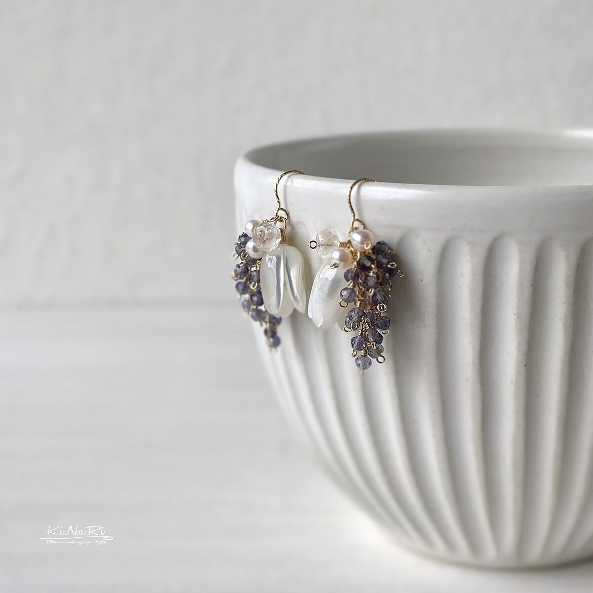 ピアス/イヤリング -moonlight shell bouquet- ホワイトシェル