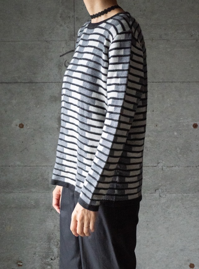 "KRIS CASSIA" 1990s Shadow block border knit