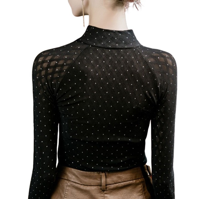 ドット ツイストデザイン キーホールネックトップス 2col　D00255