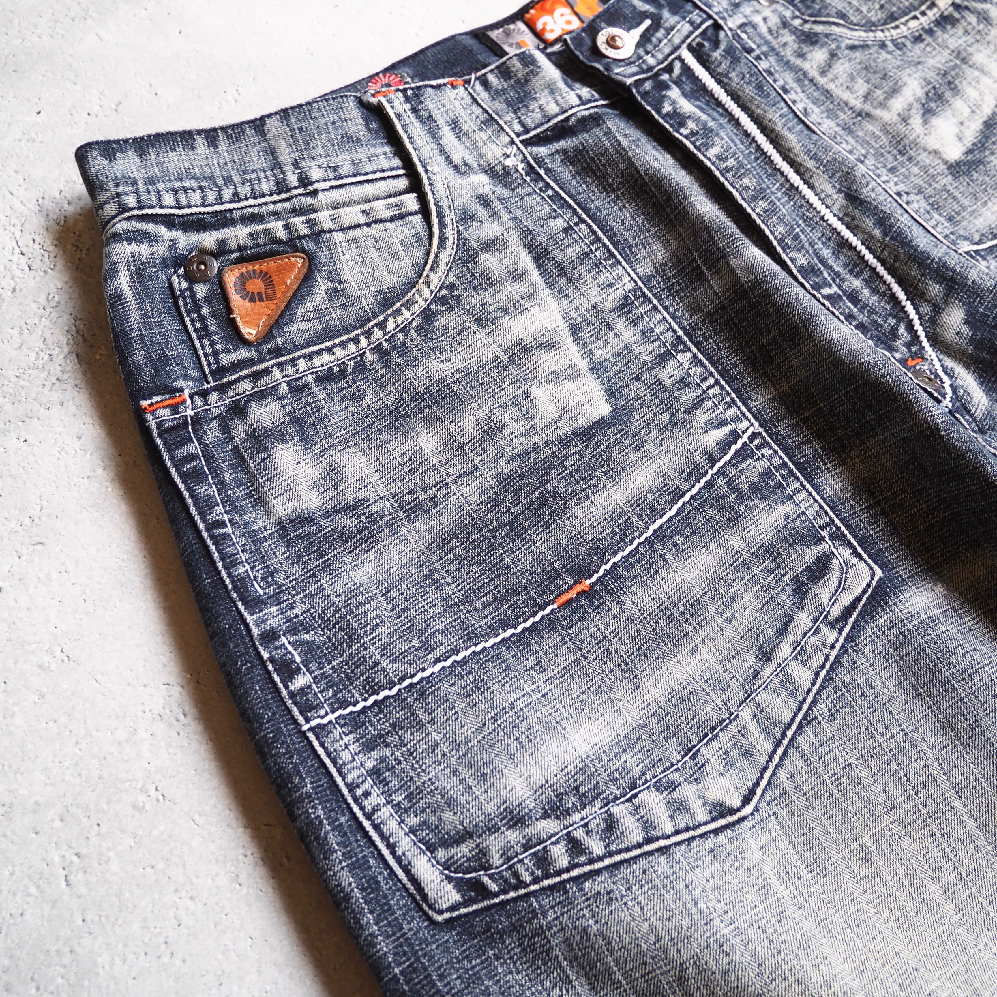 " Special - AKADEMIKS " Good Fade × Damage Vintage Baggy Denim shorts