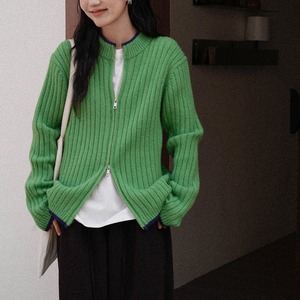 ribbed zip-up cardigan J00150