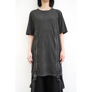 [D.HYGEN] (ディーハイゲン) ST101-0823S 30/- Soft Cotton Jersey Cold Dye Belt Adjustable T-Shirt (CHARCOAL)