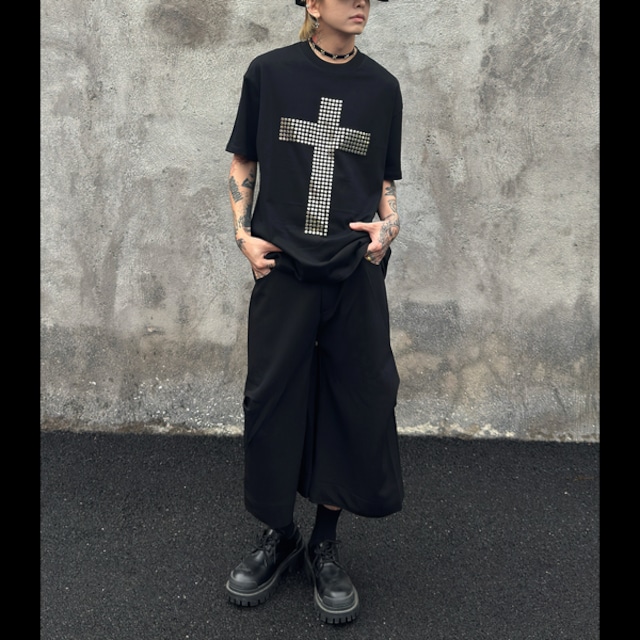 メタルクロスデザインショートスリーブTシャツ（2カラーあり）（ruf_03135）