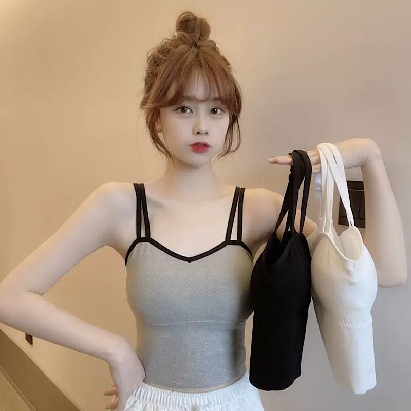 楽ちん 可愛い ブラトップ ２枚セット チューブトップ レイヤード キャミソール インナー カップ付き おうち時間 リラクシー スポーツ Lamitte Deco トレンド 韓国ファッション ショップ Base店