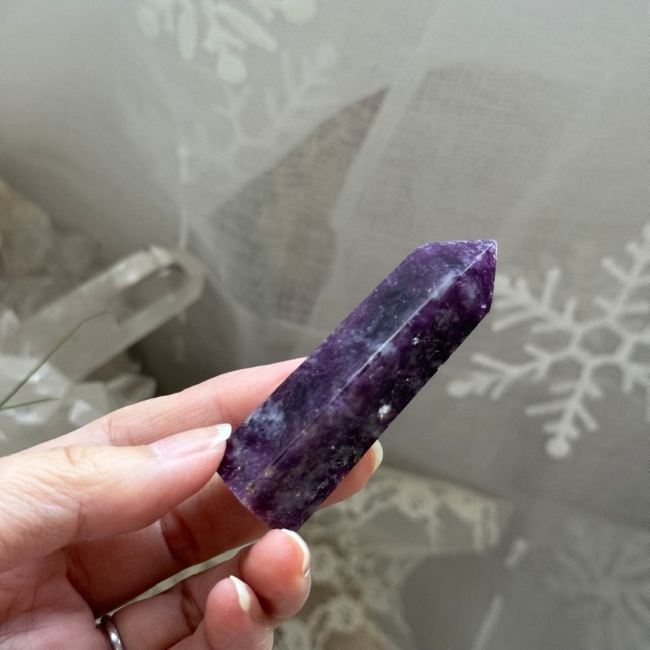 シャイニーレピドライトタワー＊231153＊天然石ポイント＊天然石インテリア＊置き物＊インテリアストーン