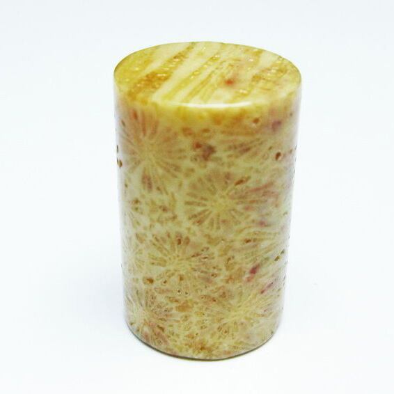 珊瑚 コーラル 磨き石 円柱状 一点物 [M便 1/10] 112-9391