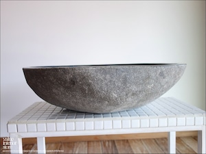 手洗鉢 自然石 洗面ボウルL-A90 洗面器 手洗いボウル 手洗い器 ウォッシュボウル 洗面資材 洗面材料 W54 x D44 x H14.5cm idawash