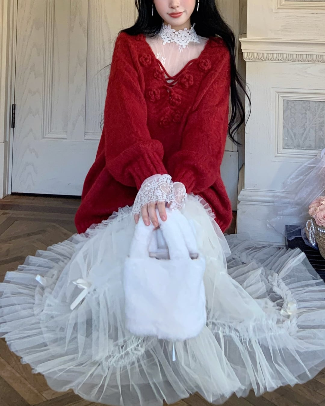 フェアリーリボンティアードチュールスカート 25W08264