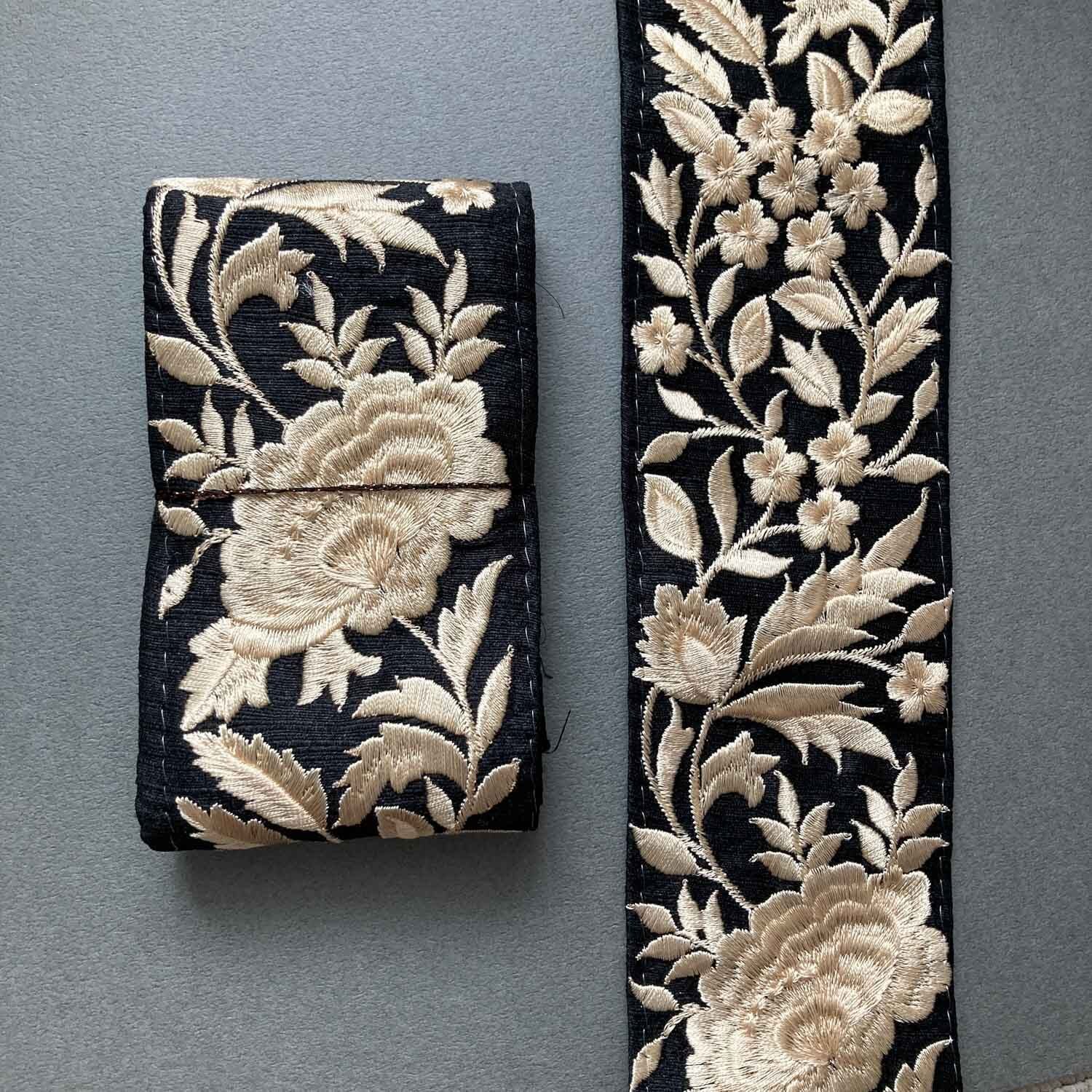 no.171 再販✩.*˚刺繍リボンとお花のアンティーク風アクセサリー✩.*˚ 再入荷〉シンプル単色刺繍のお花リボン（1mカット） | Dua