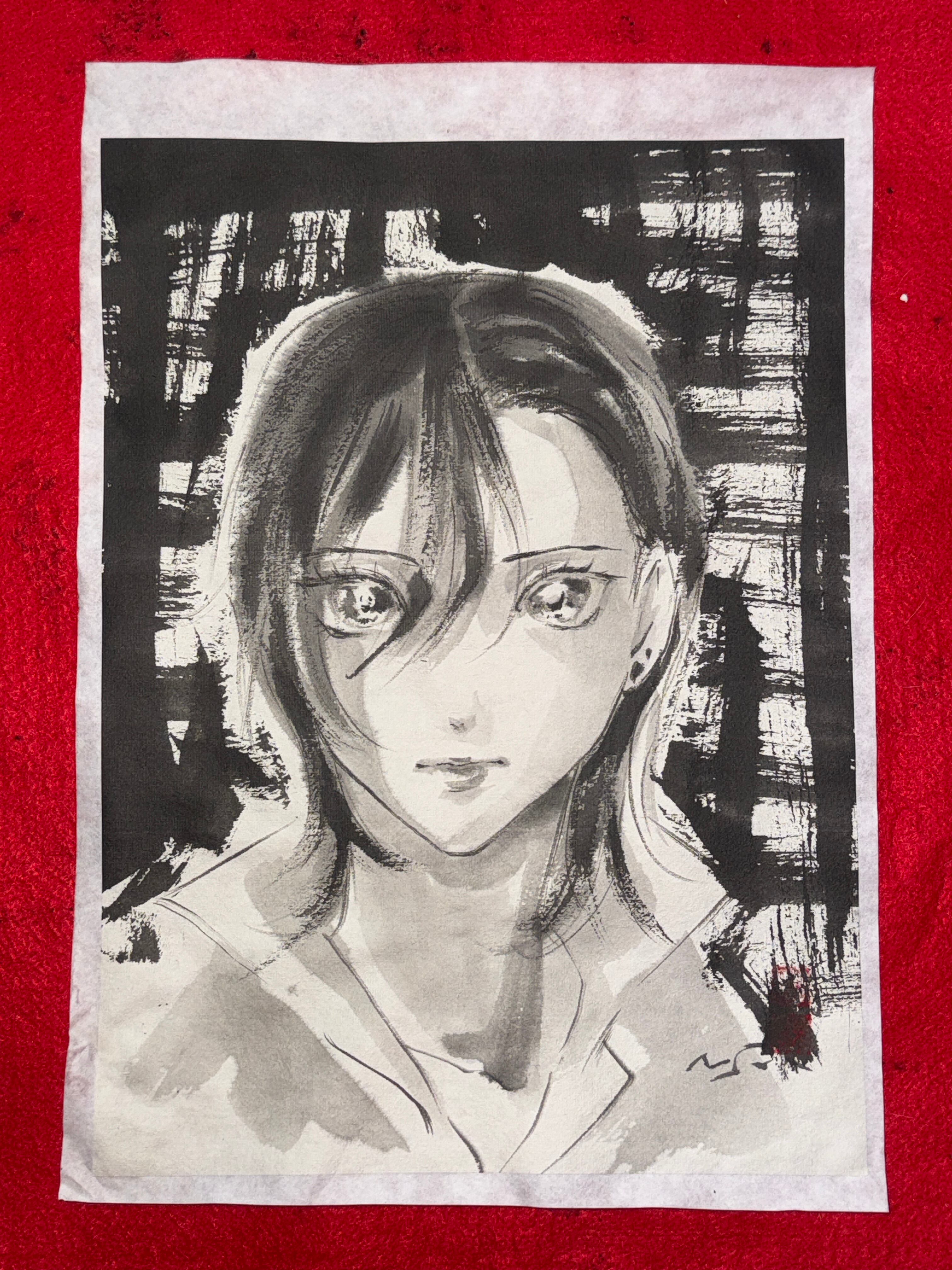 美人画 肉筆画 墨絵 水墨画 原画 現品限り 東方Project 霧雨魔理沙