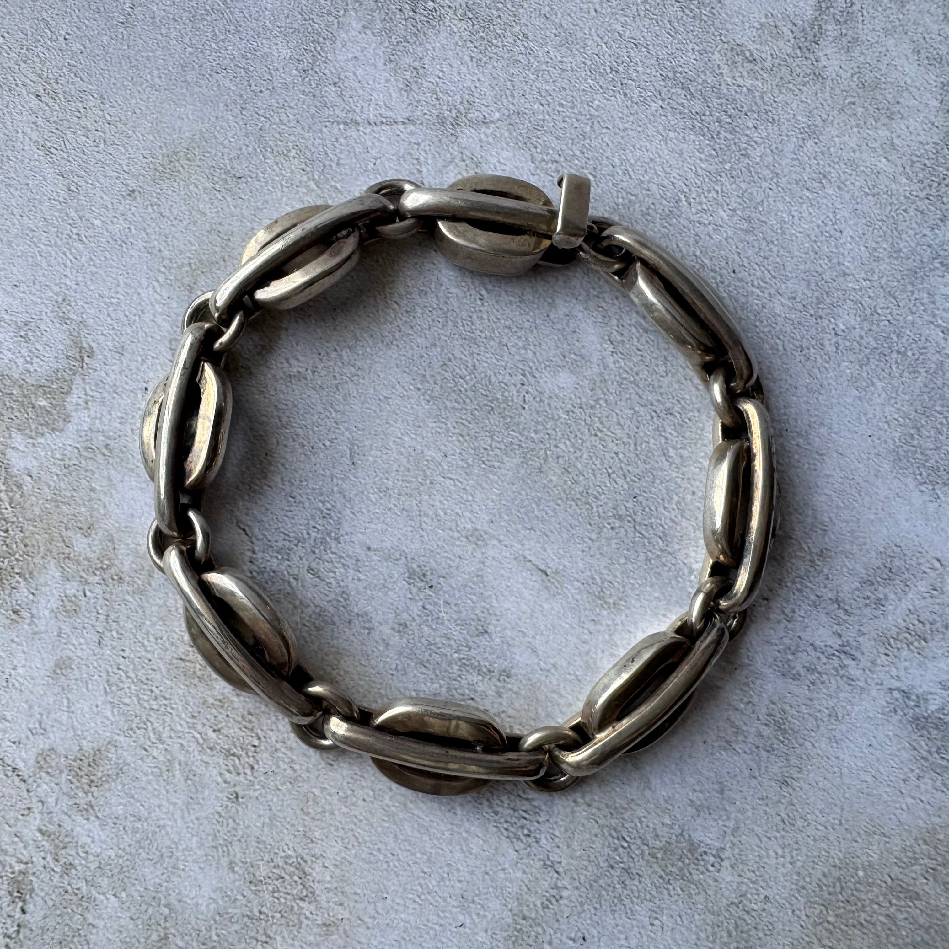 Vintage Heavy Modernist Link Bracelet Silver925 Made in Mexico