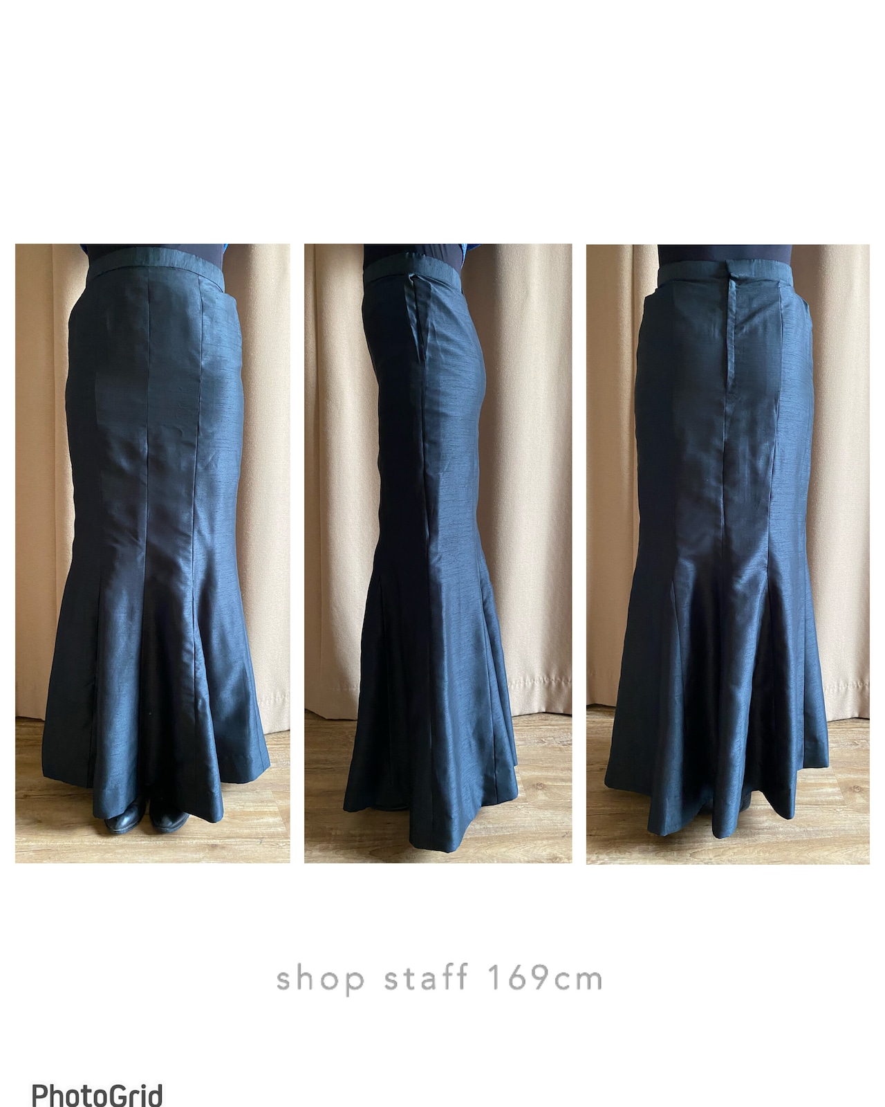 shiny black mermaid maxi skirt-3398-4