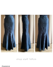 shiny black mermaid maxi skirt-3398-4