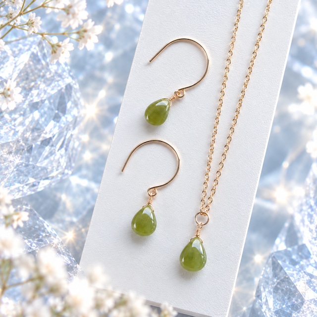 セット販売☆希少☆ベスビアナイト・ヴァソナイト Vesuvianite AAA★ペンダントとピアス☆ラッピング無料