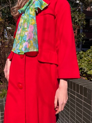 40's 50's big button red coat