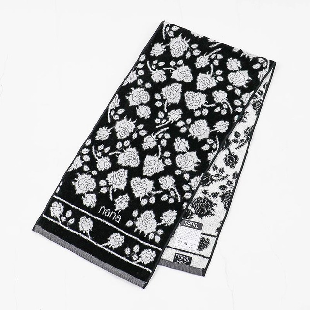 タオル　横浜ナナ　湘南ナナ　NANA　フェイスタオル ハーフ　ローズ２柄　クロシロ　nn-fth11-X