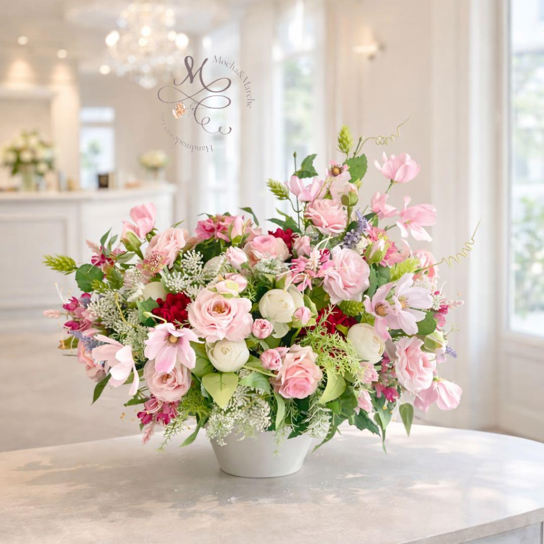 光触媒フラワー 特大 薔薇と季節の草花の豪華アレンジ 開店祝 退職祝