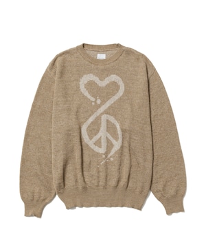 Sasquatchfabrix./24SS-KNN-004 CALLIGRAPHIC “LOVE&PEACE” KNIT(BEIGE)