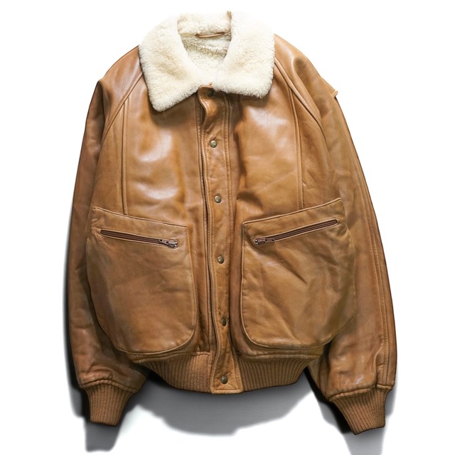 Vintage grace skin mouton leather bomber jacket “made in ITALY"