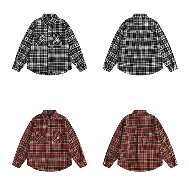 retro one-point check pattern shirt　レトロワンポイントチェック柄シャツ　J1460