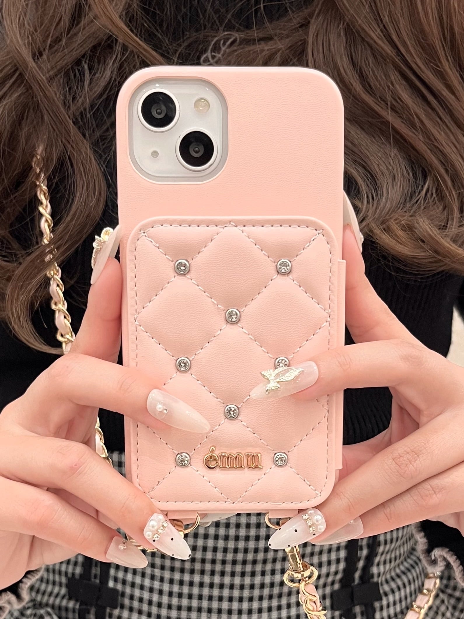 ÉMU キルティングビジューミラーiPhoneケース | emu.official.store