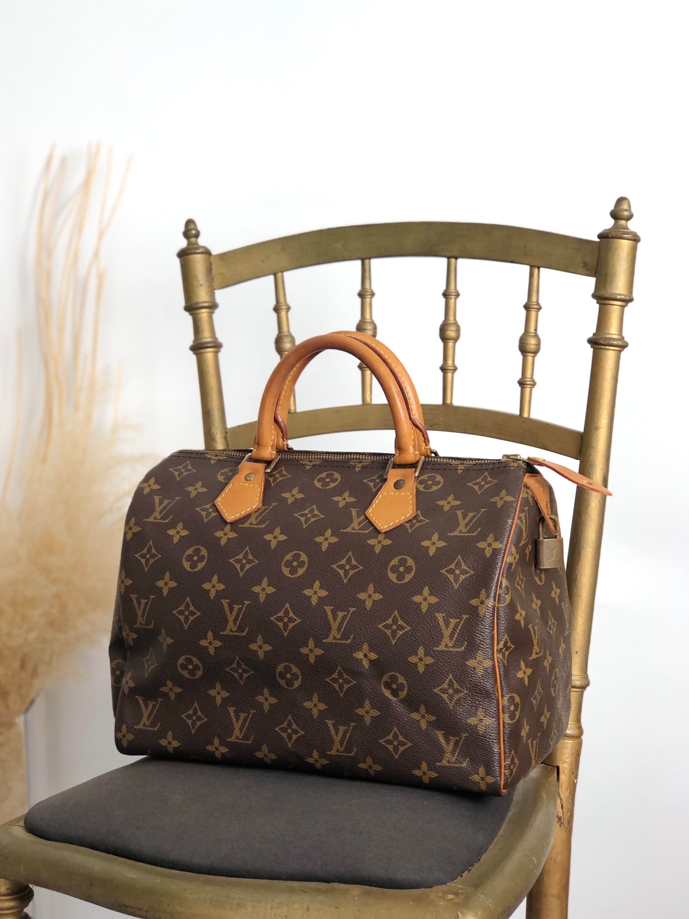 LOUIS VUITTON ルイヴィトン スピーディ30 モノグラム ハンドバッグ ブラウン PVC レザー vintage ヴィンテージ オールド u4jnak