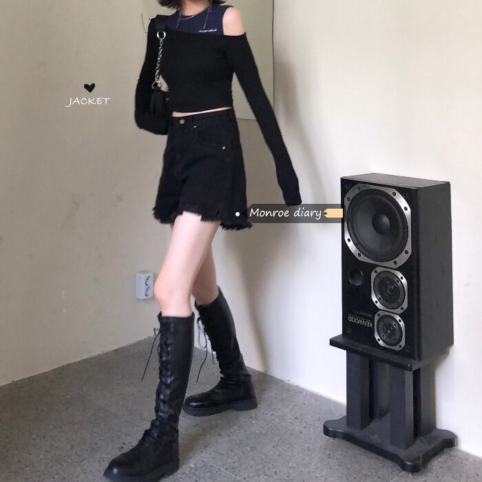 ショートトップス スプリングスタイルTシャツ ロング 春物 モンロー84345279778