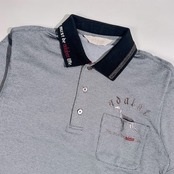 adabat アダバット 犬 刺繍 切替 鹿の子 半袖 ポロシャツ ゴルフ 3 /グレー系 メンズ