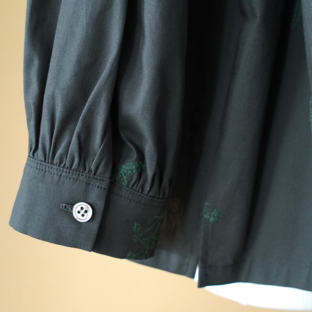 atelier naruse アトリエナルセ コットン winter plants ブラウス・チャコール